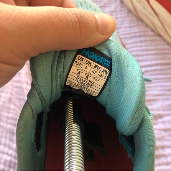 HOKA Clifton 8 Blue and Red Running Walking Shoe Sneakers - Picture 8 of 11